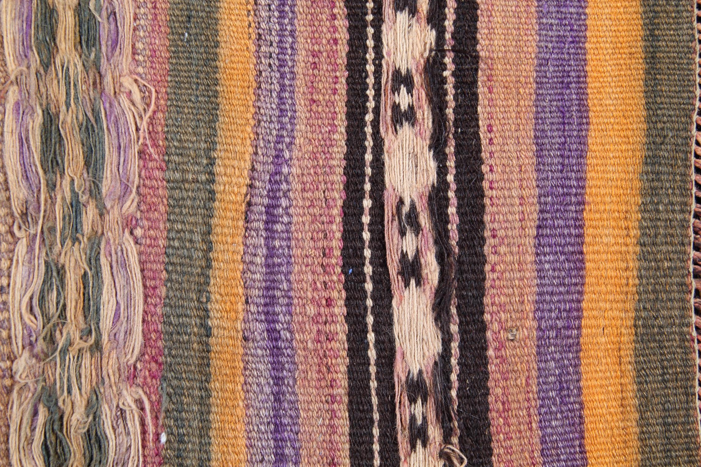 Mid-20th Century Modern Striped Rug, Kilim Runner Rug Handwoven Vintage Fine Wool For Sale
