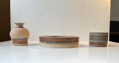 Piezas de Gres Modernas Escandinavas a Rayas, Años 70, Grupo de 3