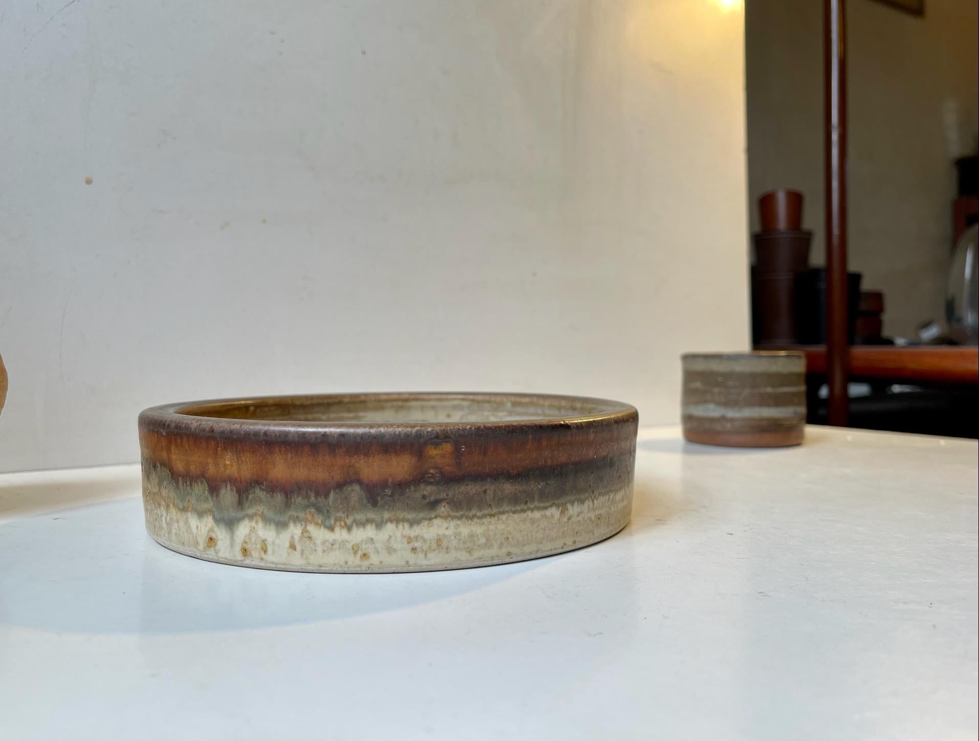 Striped Scandinavian Modern Stoneware Pieces, 1970s, Group of 3 For Sale 1