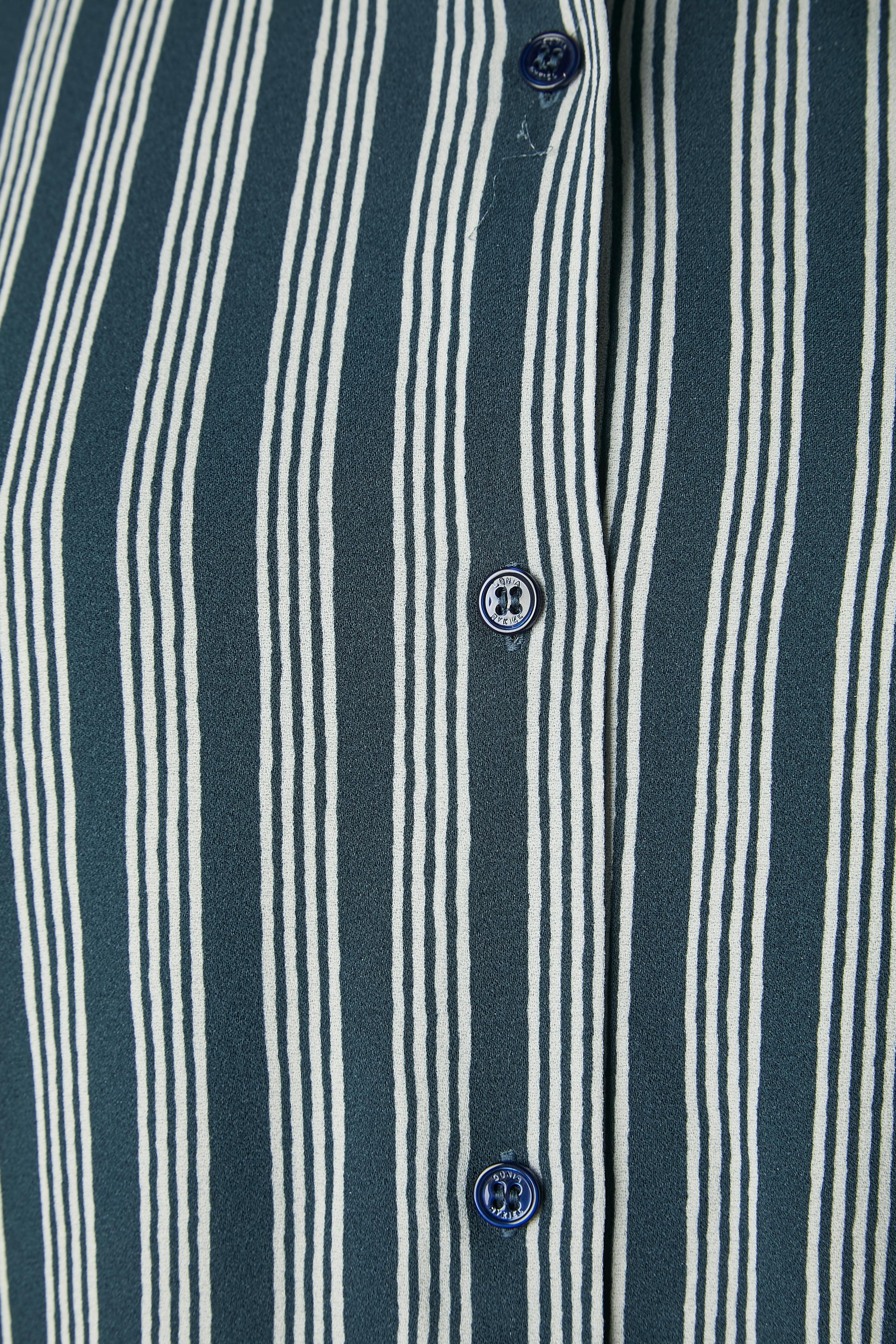 Striped shirt with ruffles on the collar and on the sleeves Sonia Rykiel  In Excellent Condition In Saint-Ouen-Sur-Seine, FR