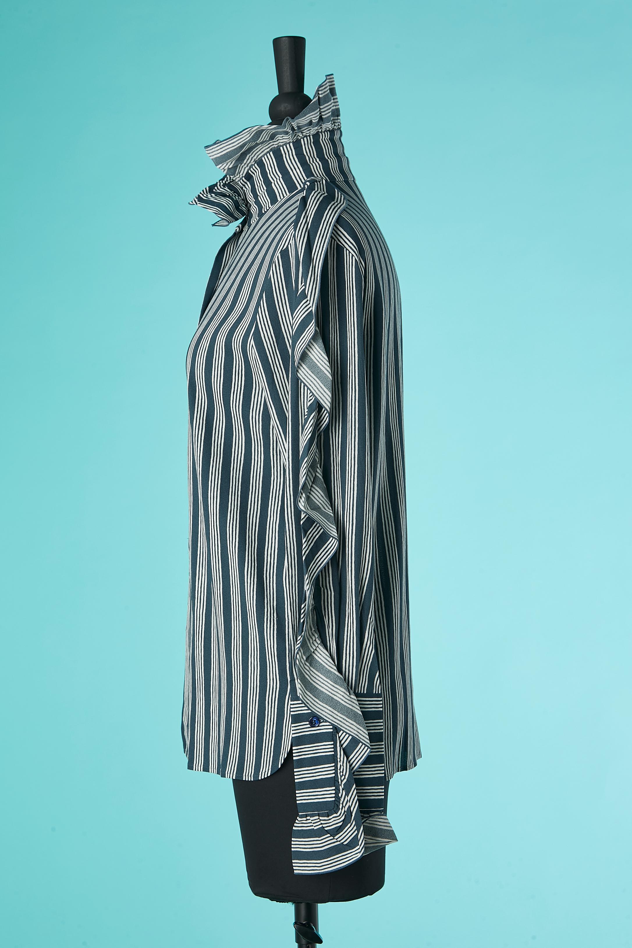 Striped shirt with ruffles on the collar and on the sleeves Sonia Rykiel  1
