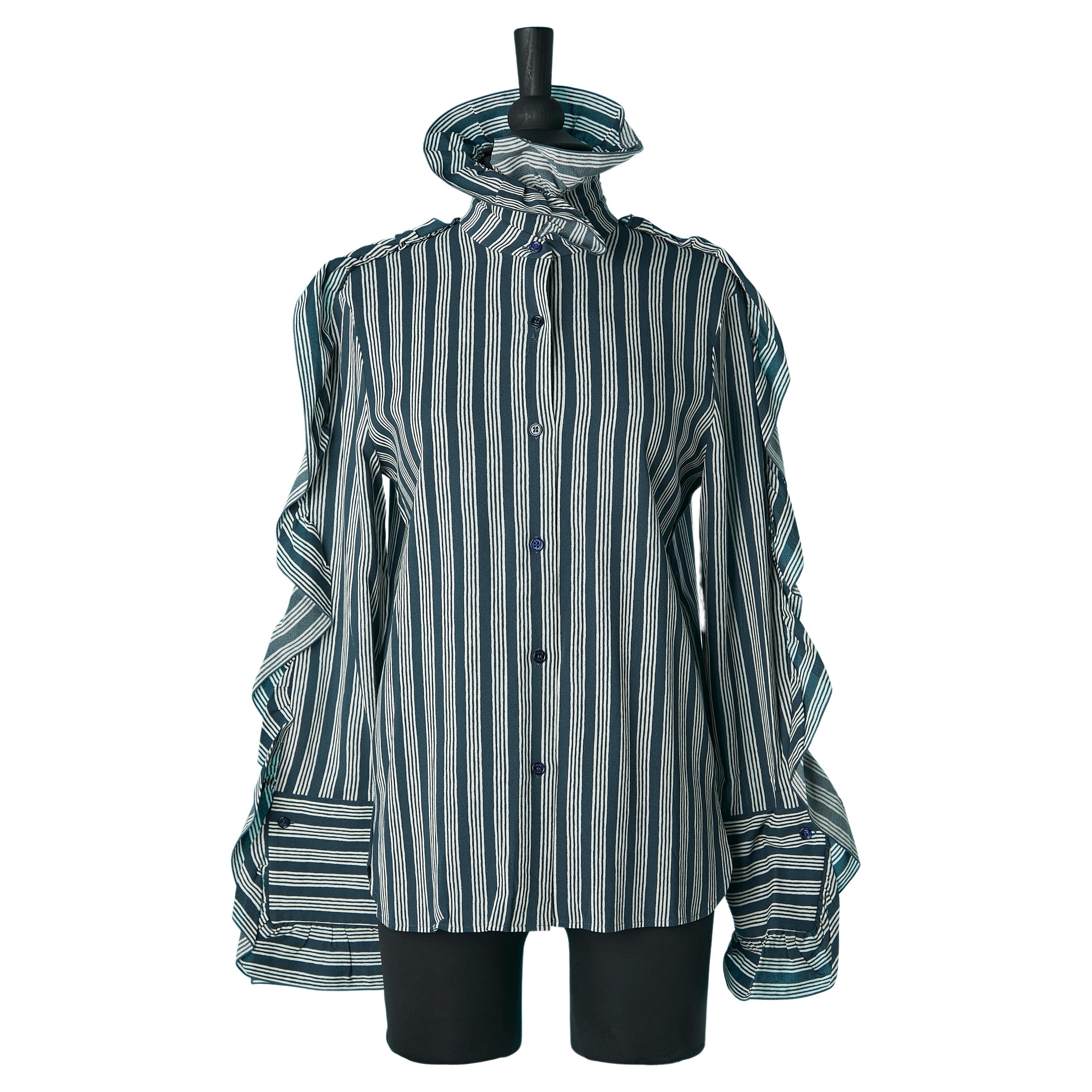 Striped shirt with ruffles on the collar and on the sleeves Sonia Rykiel 