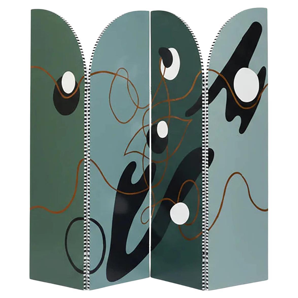 Striped Side Screen- Hand Painted Wooden Room Divider Screen
