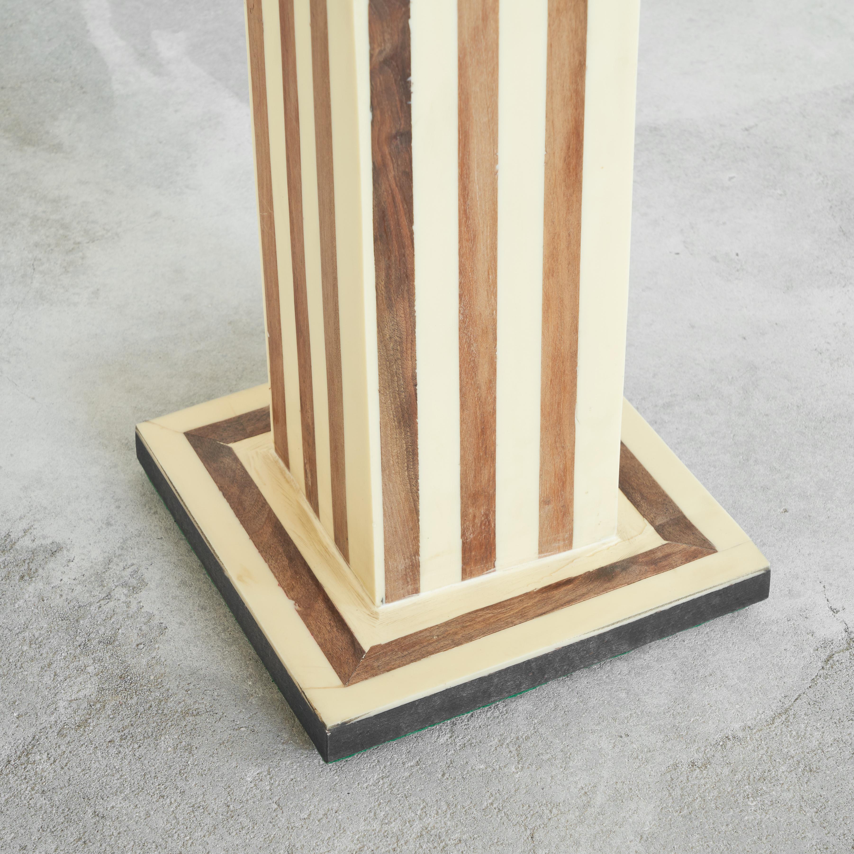 Striped Side Table in Walnut and Resin 1970s 1