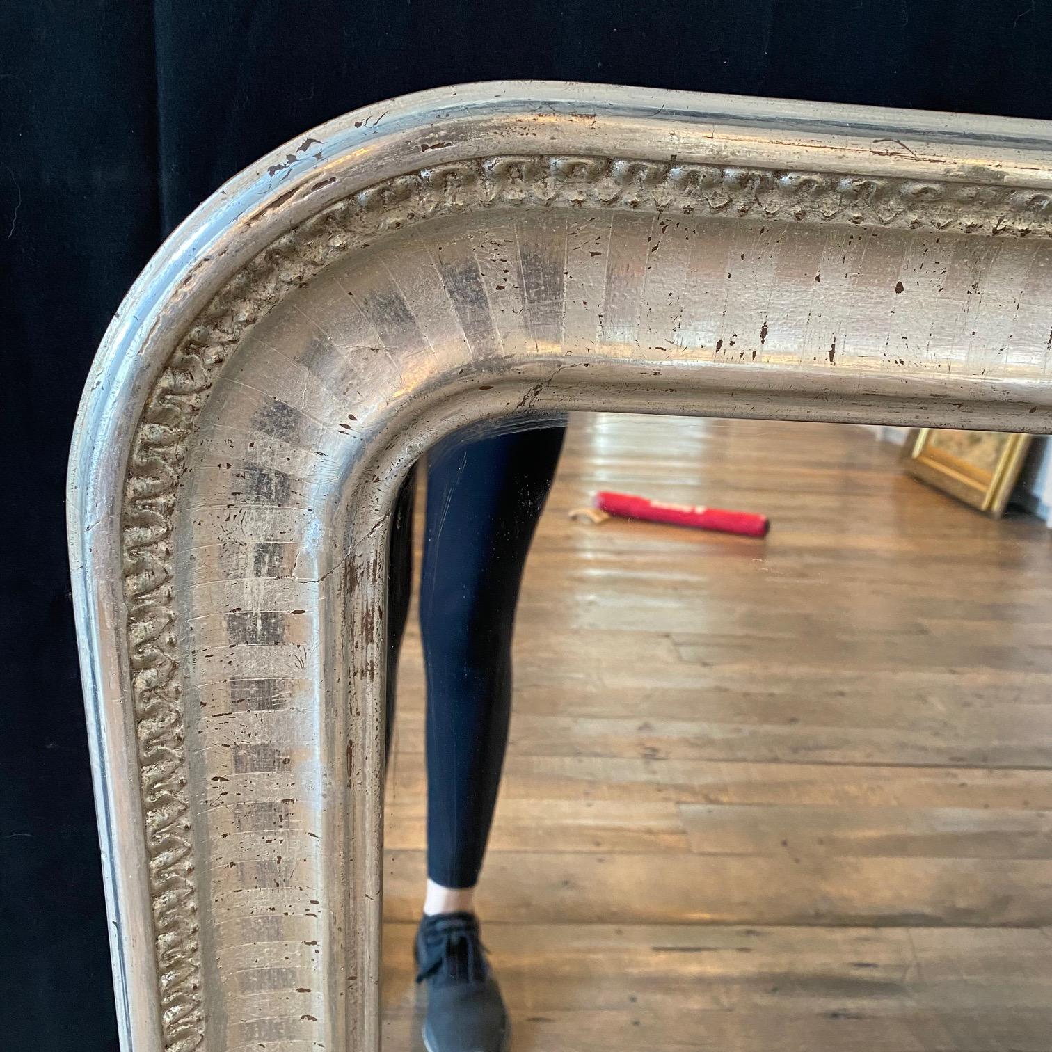 Striped Silver Gilt Louis Philippe Antique French Mirror 2