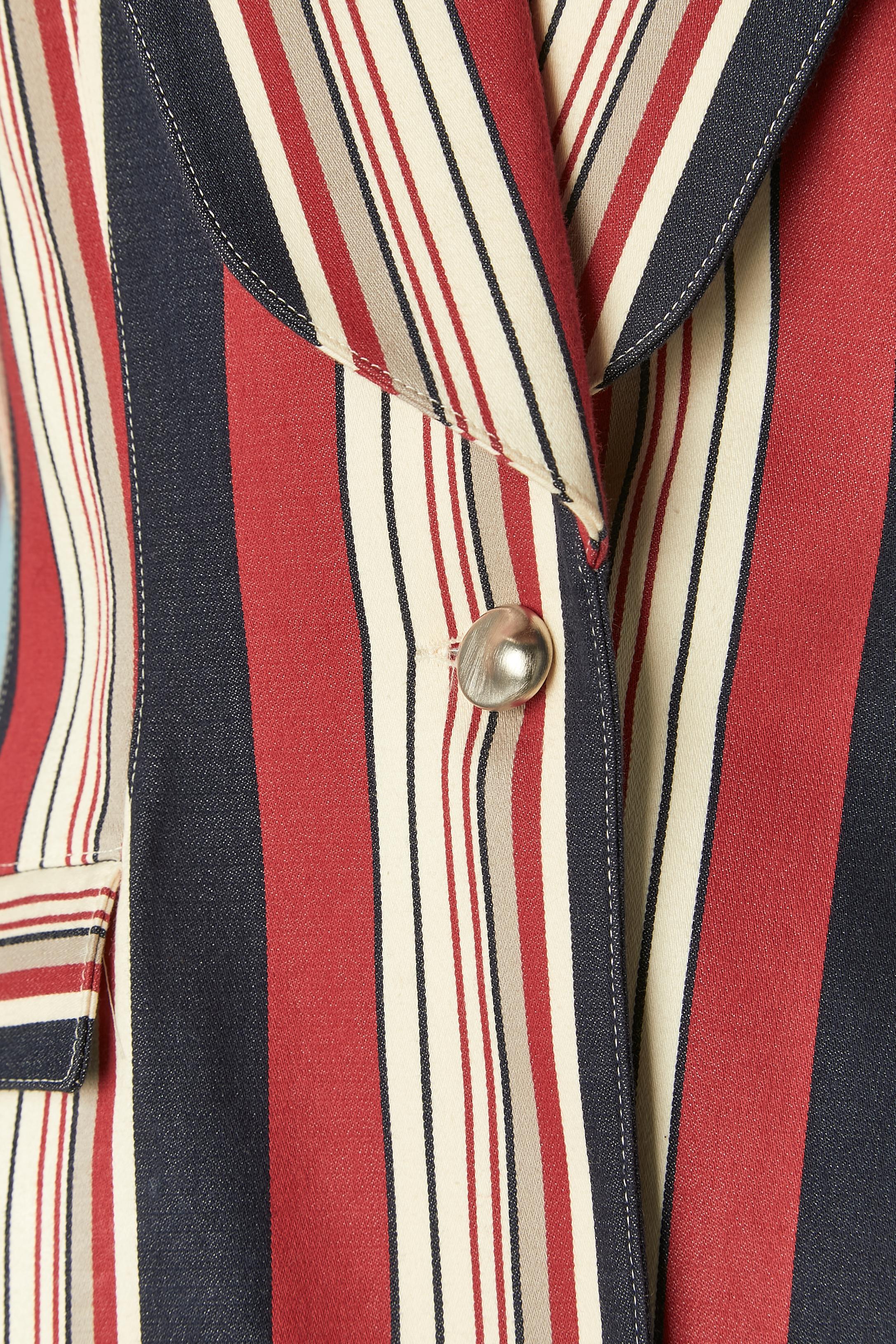 Veste rayée à simple boutonnage argenté Thierry Mugler Couture Excellent état - En vente à Saint-Ouen-Sur-Seine, FR
