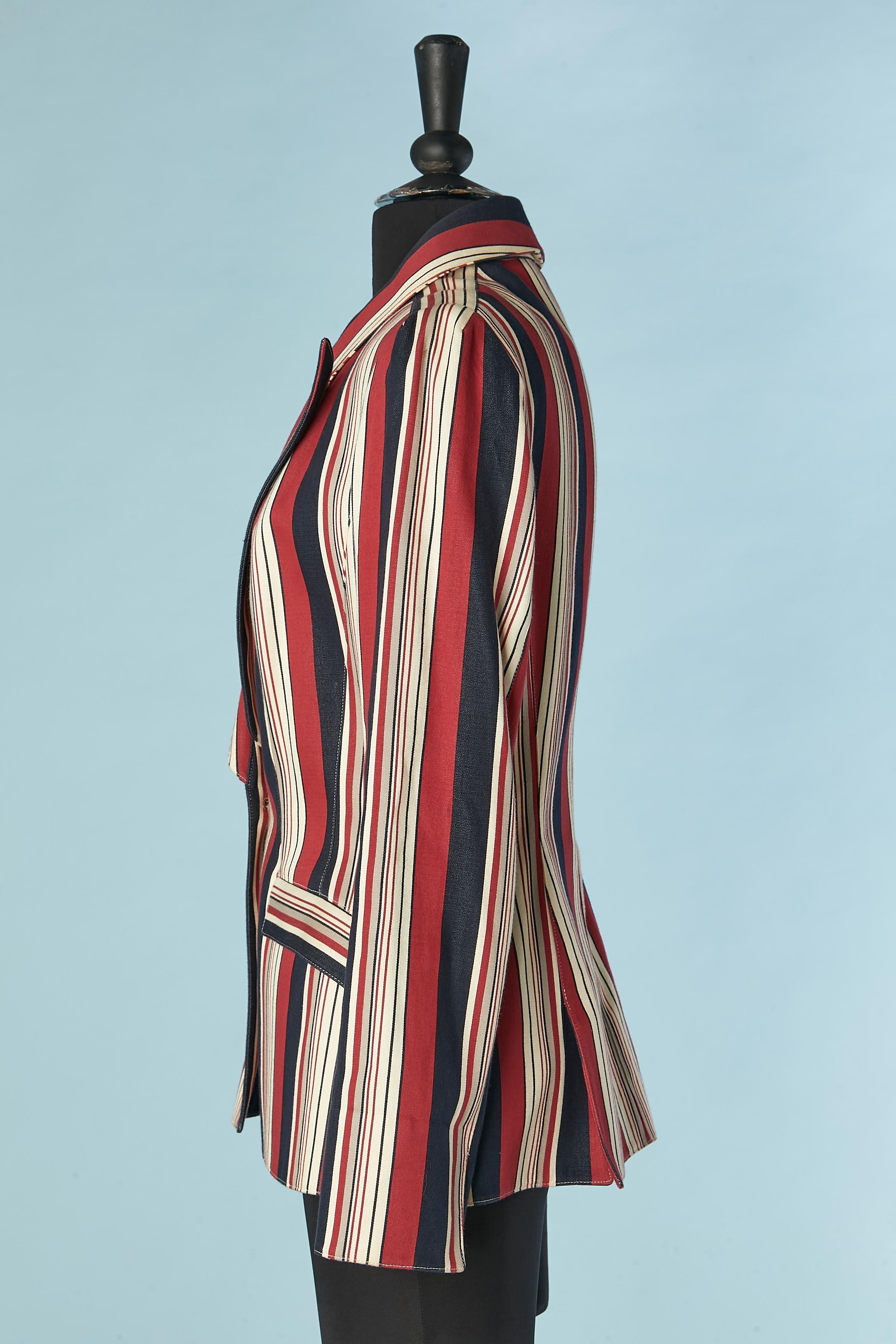 Veste rayée à simple boutonnage argenté Thierry Mugler Couture en vente 1