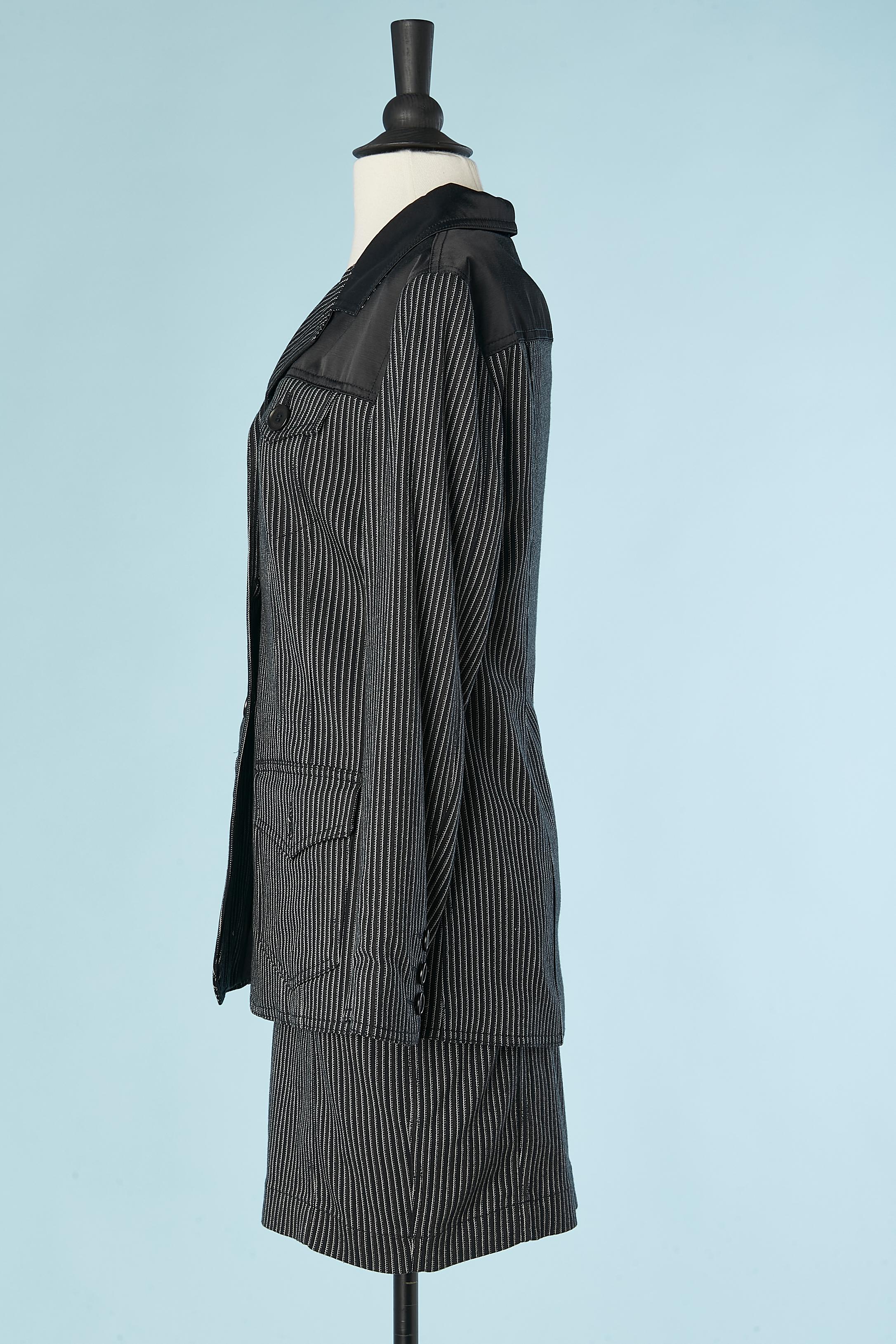 Striped skirt-suit with black inset Moschino Jeans  For Sale 1