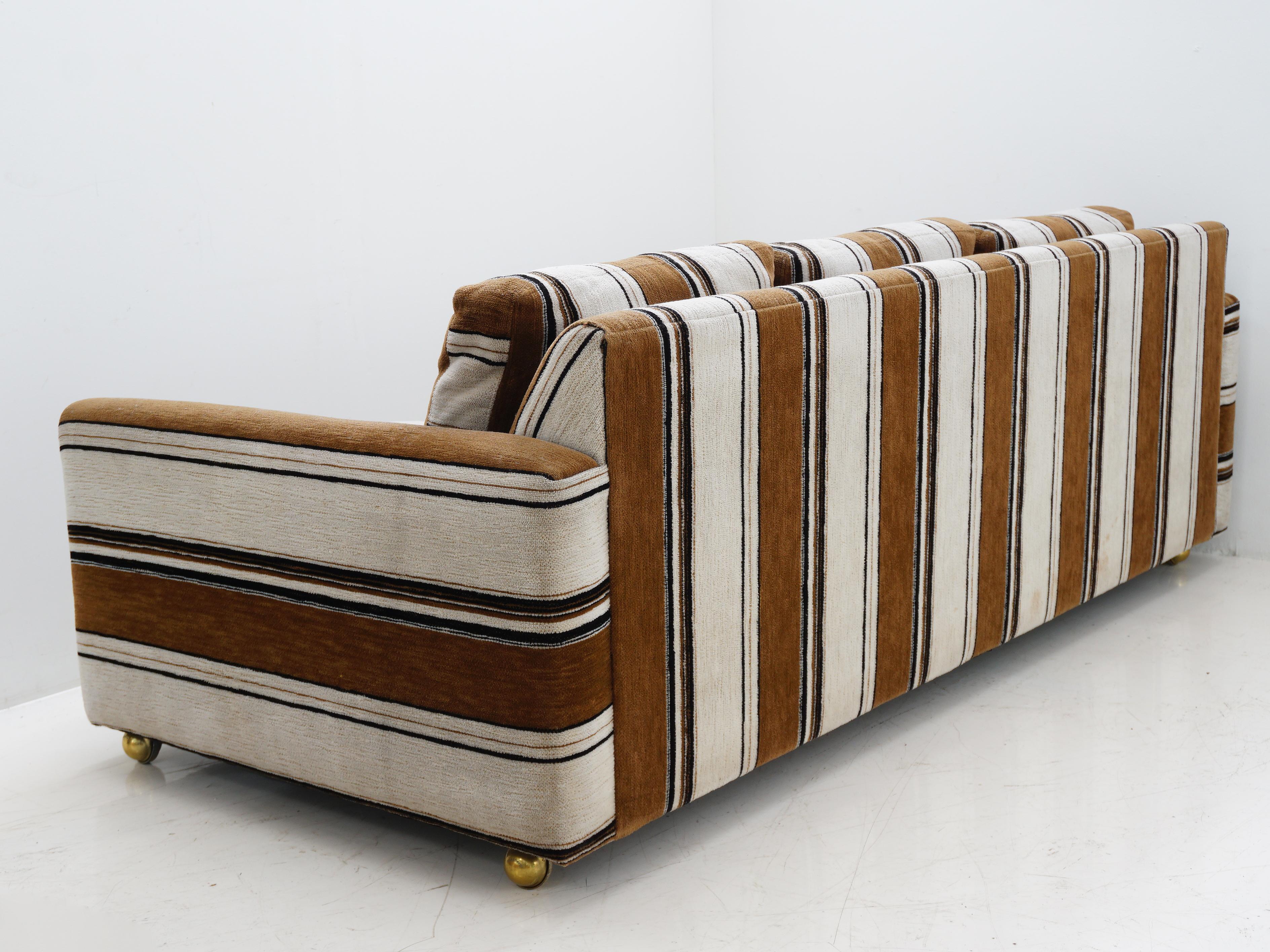blue and white striped sofa