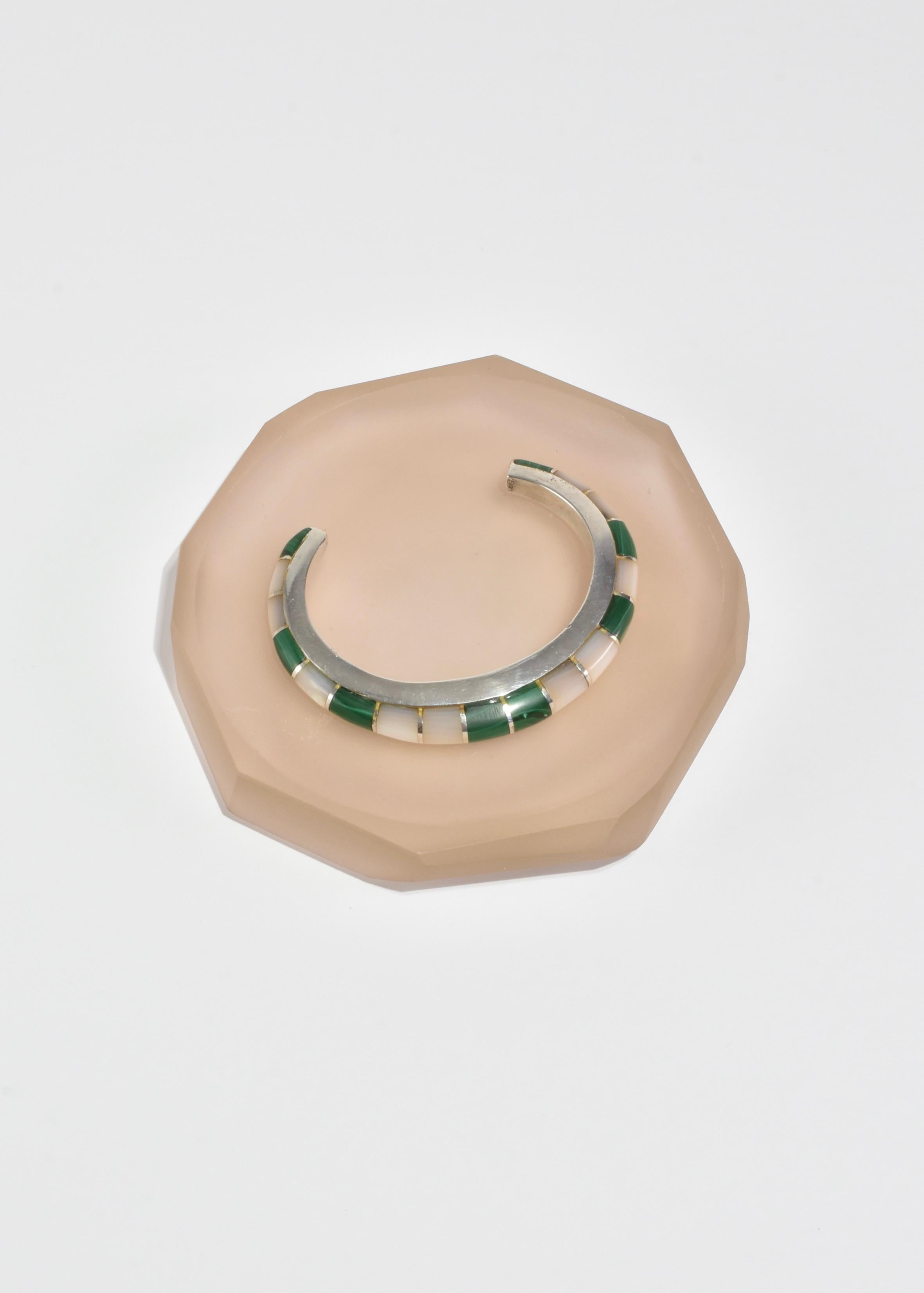 Cabochon Striped Stone Cuff Bracelet For Sale
