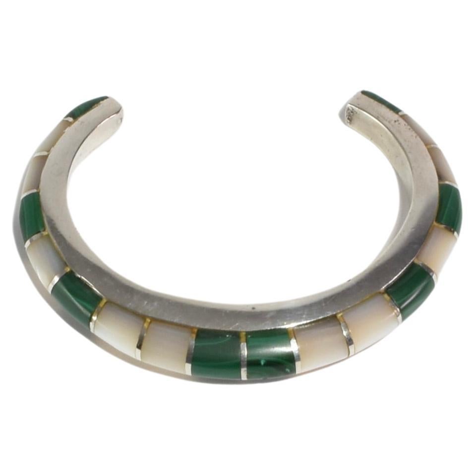 Striped Stone Cuff Bracelet For Sale