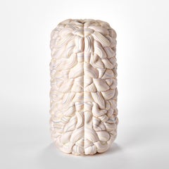 Striped Symmetry Fold I, pastel candy coloured parian vessel by Steven Edwards