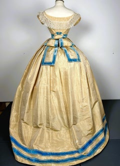 Striped taffeta transformable crinoline dress - France Circa 1865