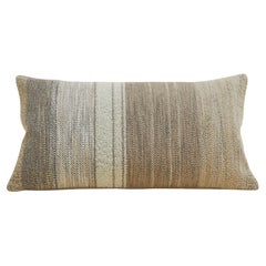 Striped Textured Wool Linen blend Pillow in Beige 70x40cm.