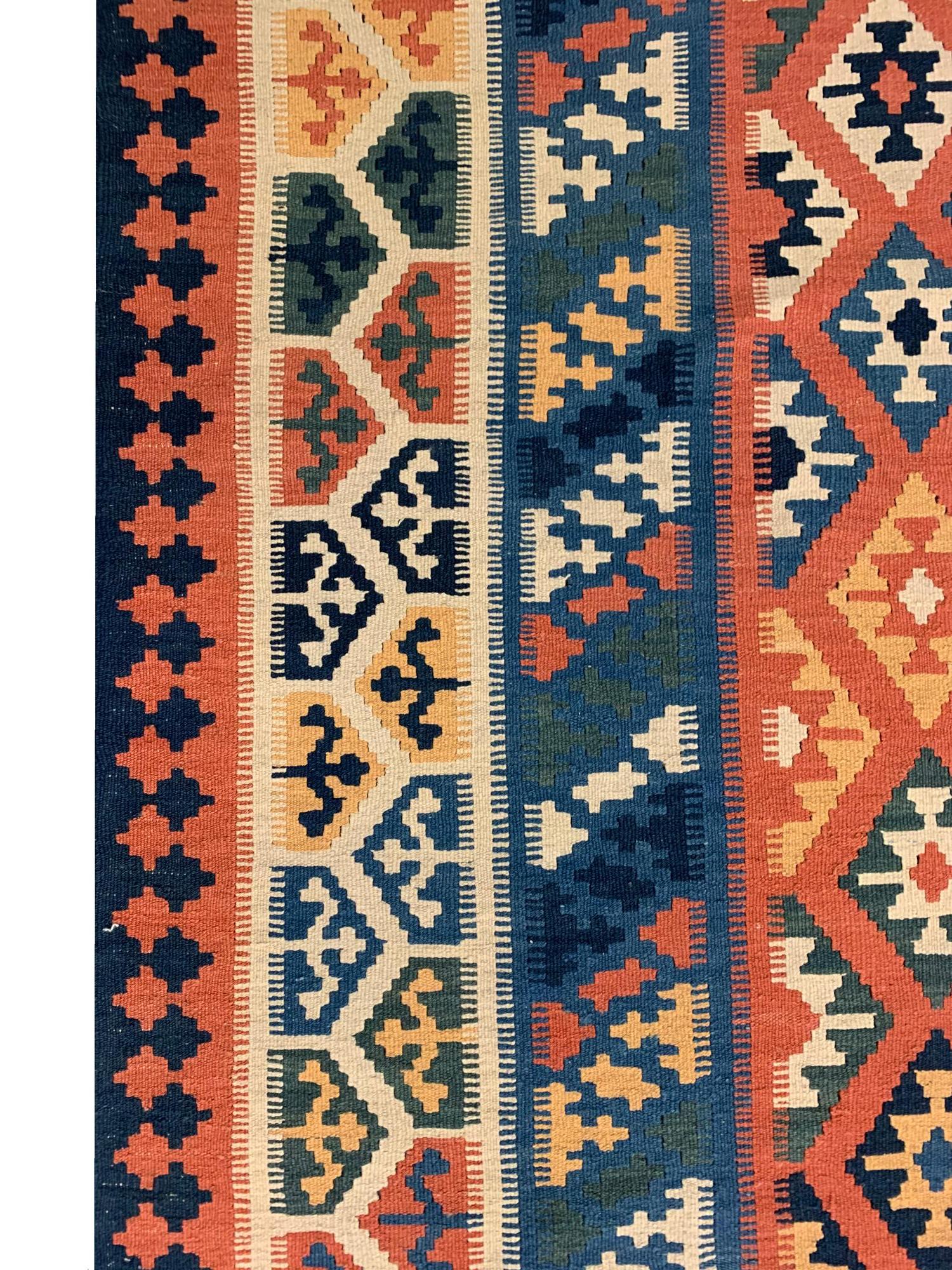 Other Striped Traditional Vintage Caucasian Kilim Rug