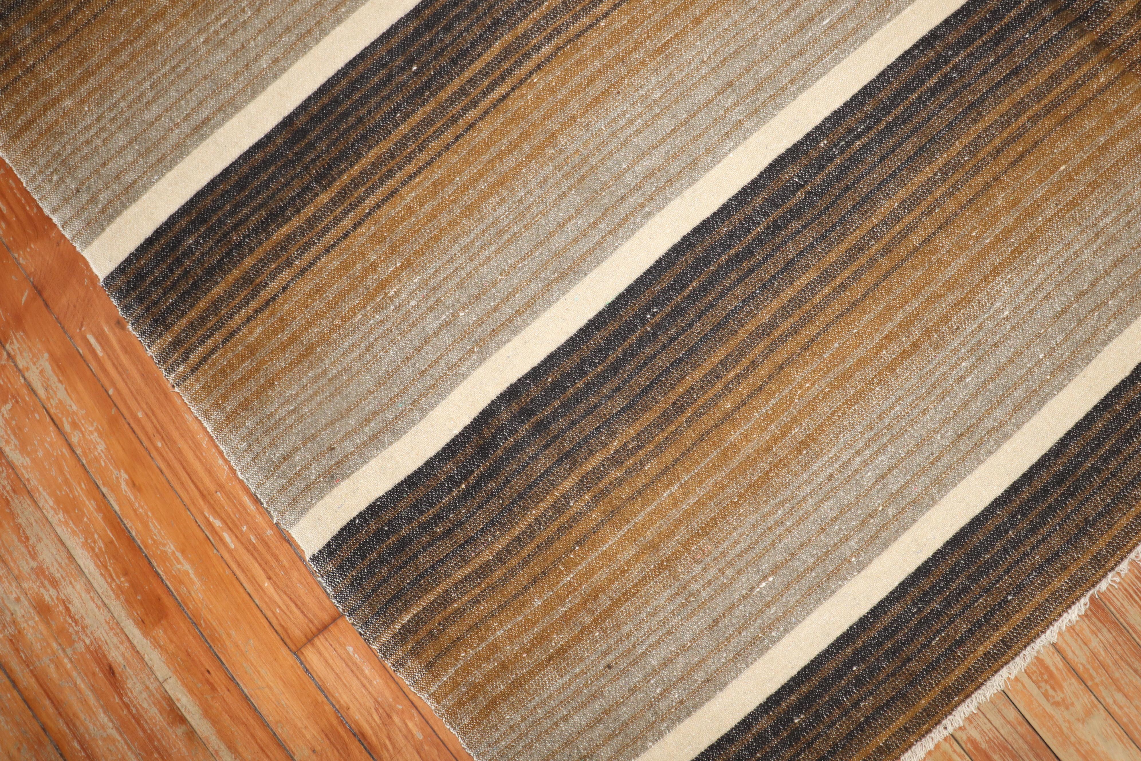 Hand-Woven Striped Turkish Kilim For Sale