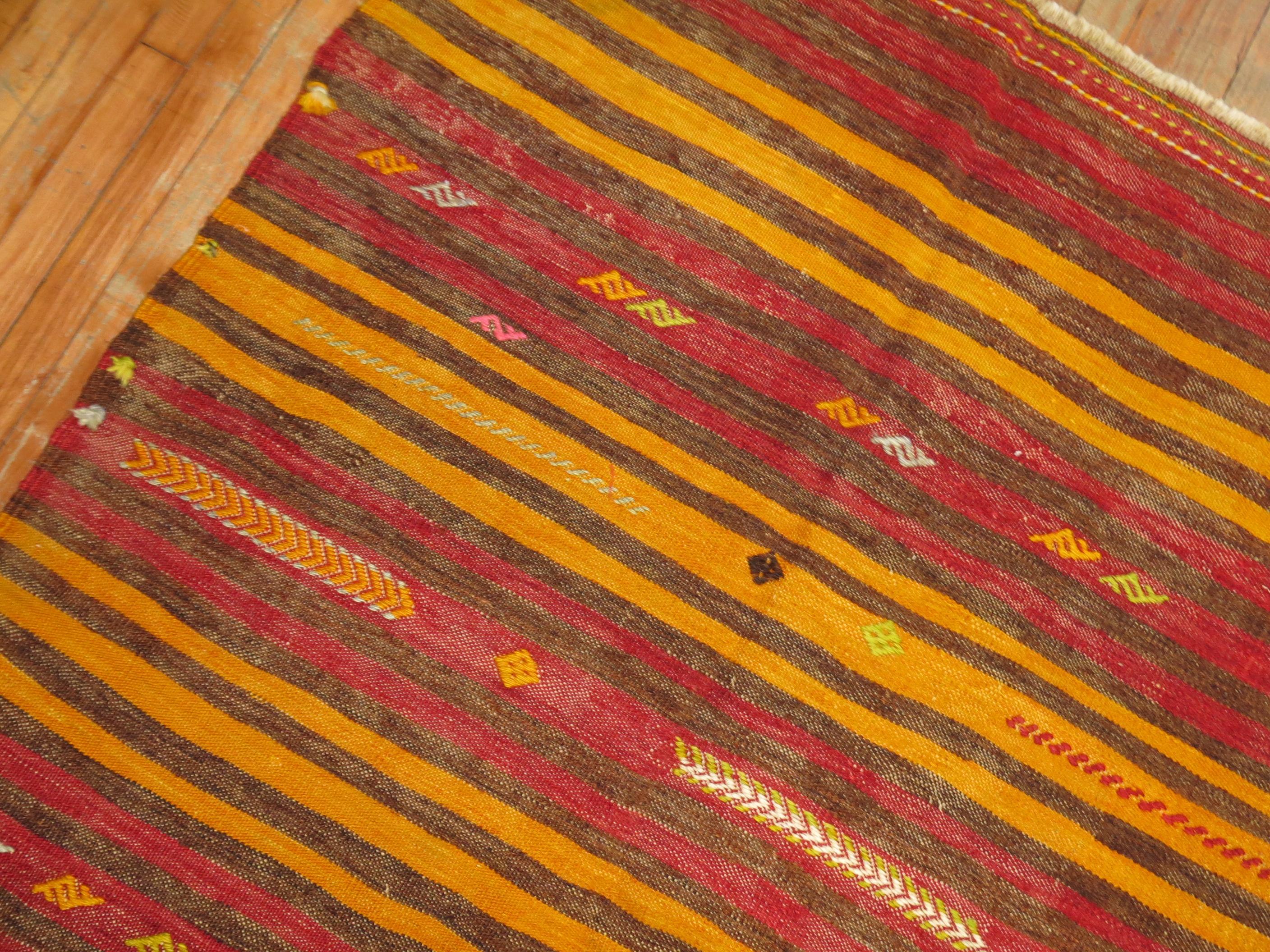 Striped Turkish Kilim In Good Condition In New York, NY