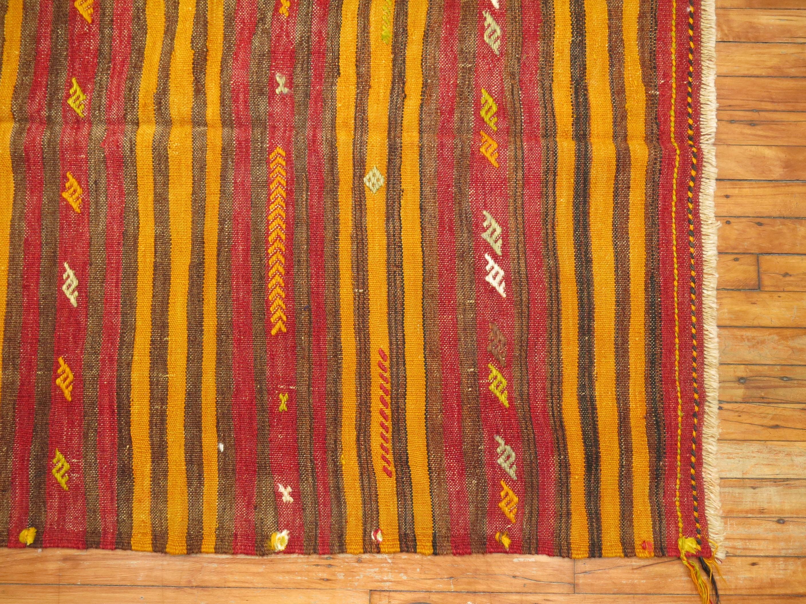 20th Century Striped Turkish Kilim