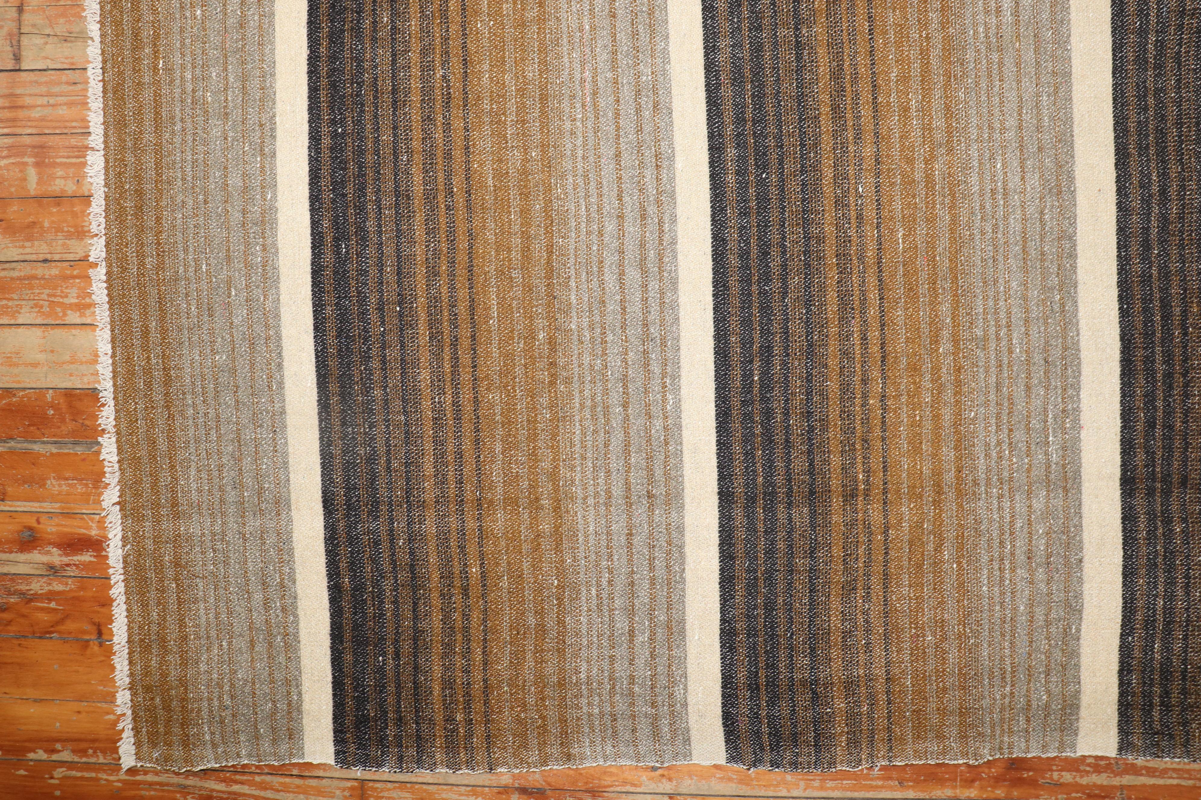 Wool Striped Turkish Kilim For Sale