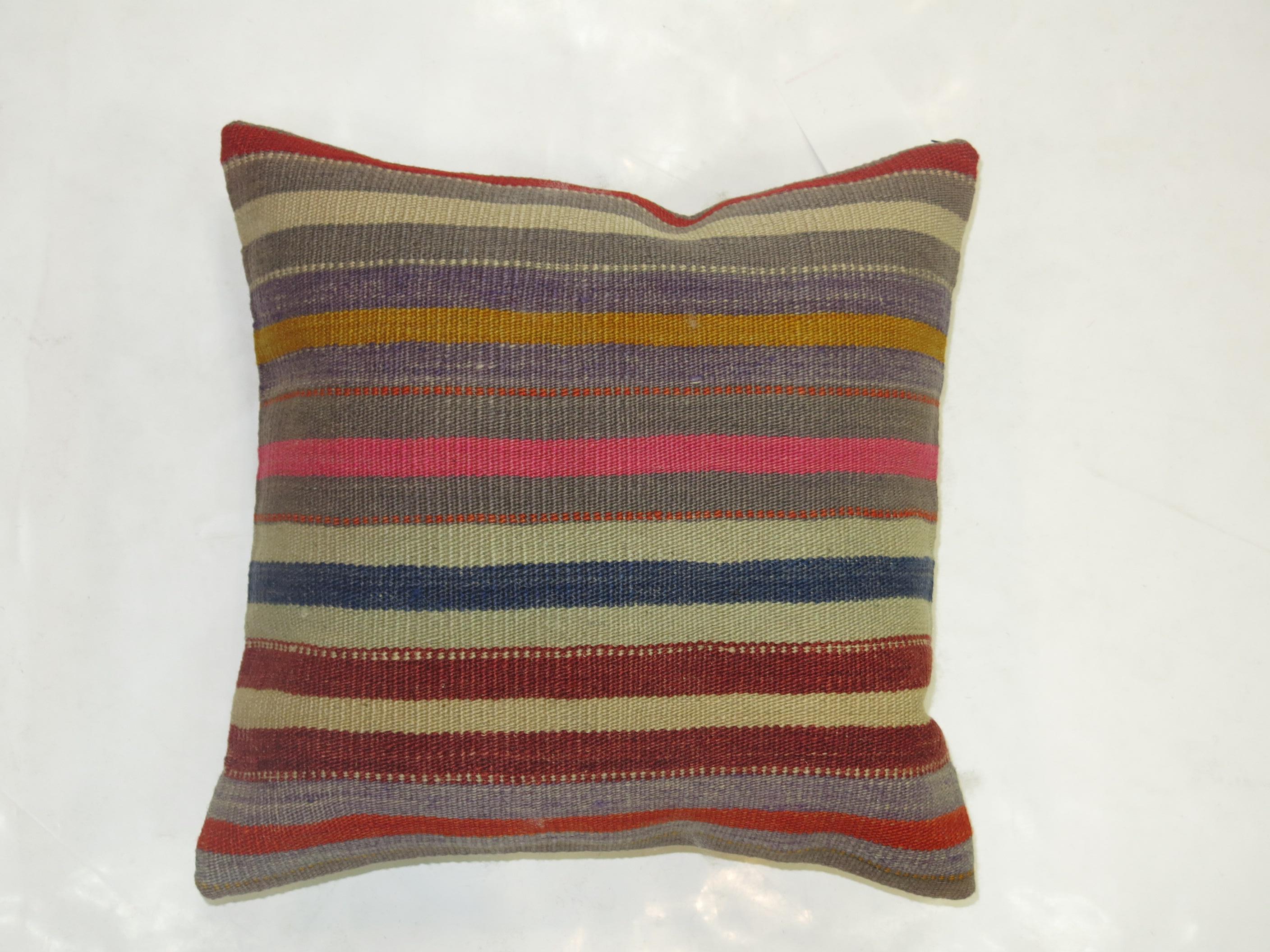 Striped Turkish Kilim Pillow In Excellent Condition In New York, NY