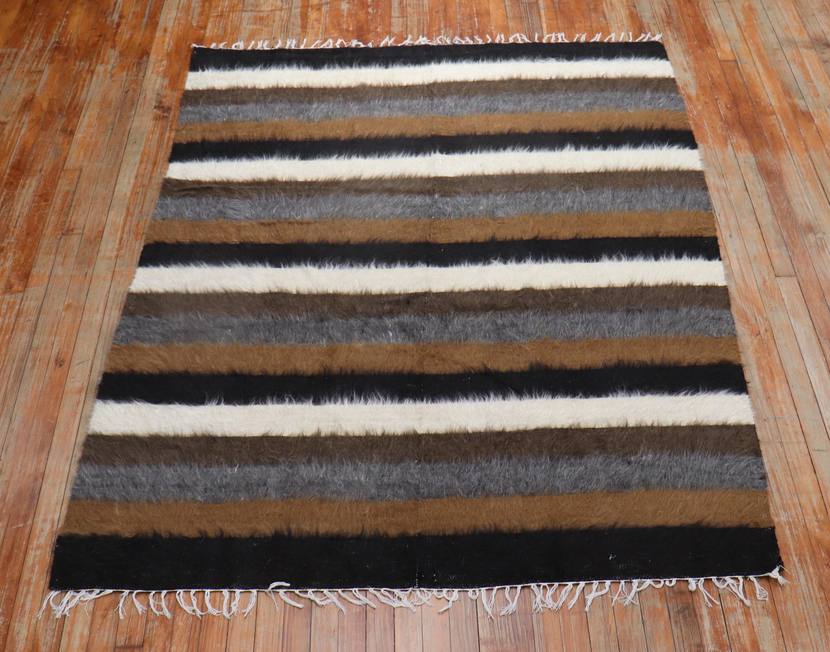 20th Century Striped Turkish Mohair Rug For Sale