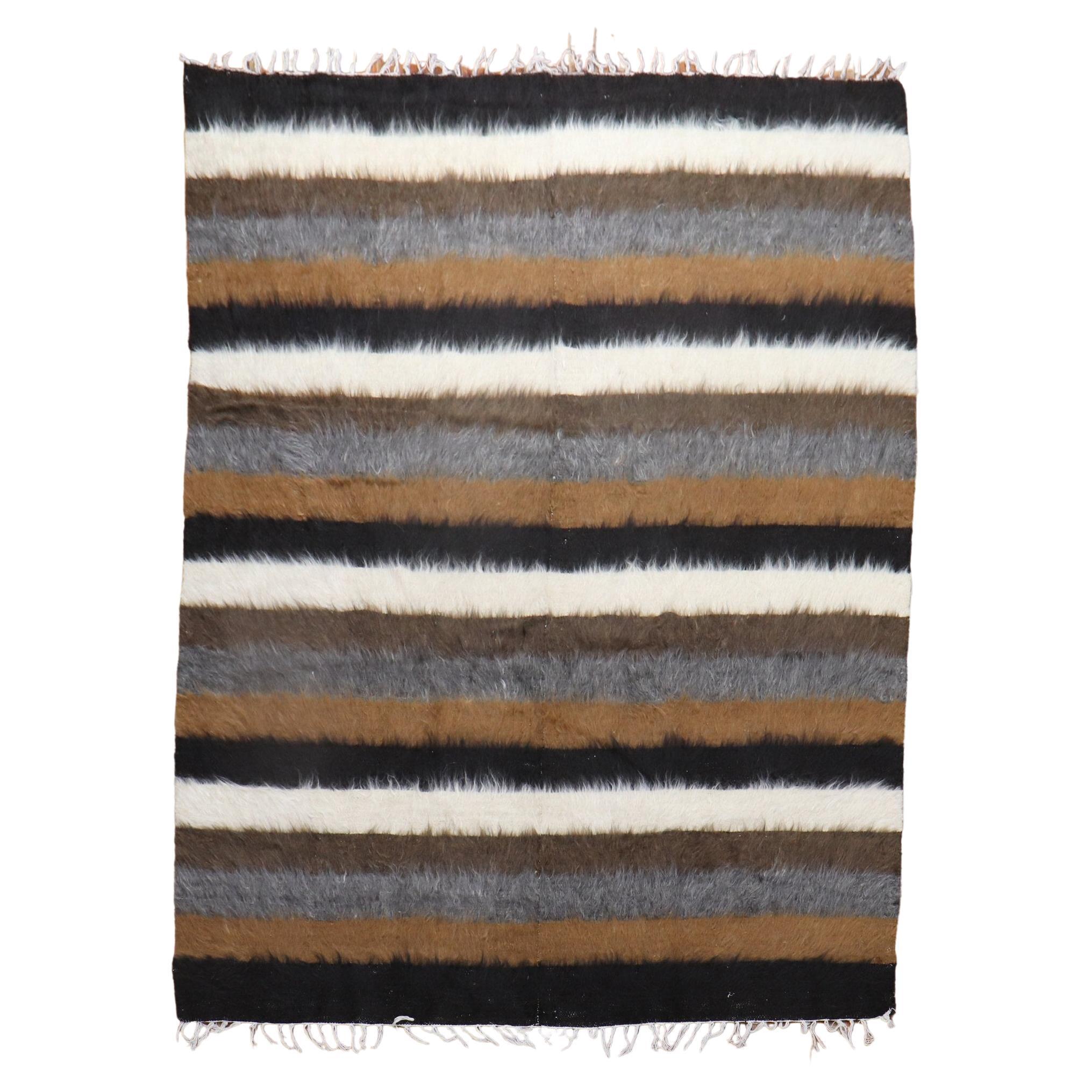 Striped Turkish Mohair Rug For Sale