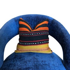 Striped Turkish Rug Pillow Down Insert with Yellow Black Red White Blue