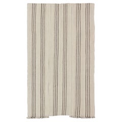 Tappeto turco vintage a righe a trama piatta Rug & Kilim nei toni del marrone e dell'avorio
