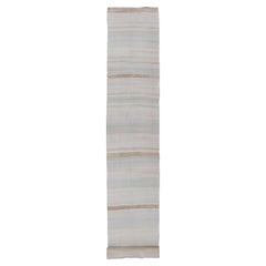 Striped Turkish Vintage Kilim Runner in Soft Pastel and Neutral Tones