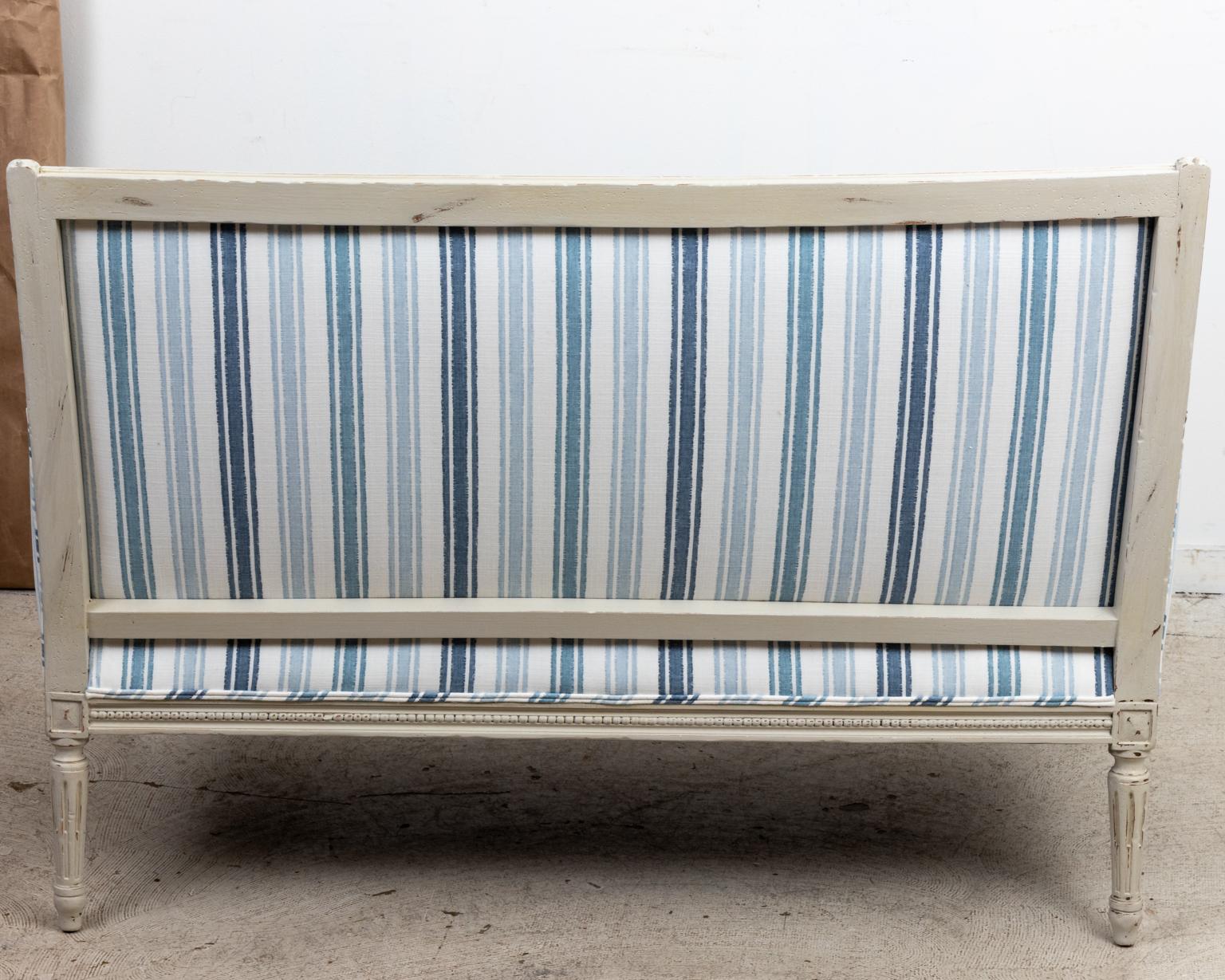 Striped Upholstered Settee at 1stDibs