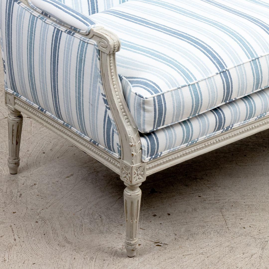 Striped Upholstered Settee at 1stDibs