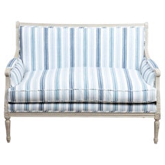 Striped Upholstered Settee