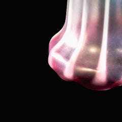 Striped Vaseline Glass Shade with Ribbed Bell Shape & Soft Pink Accents