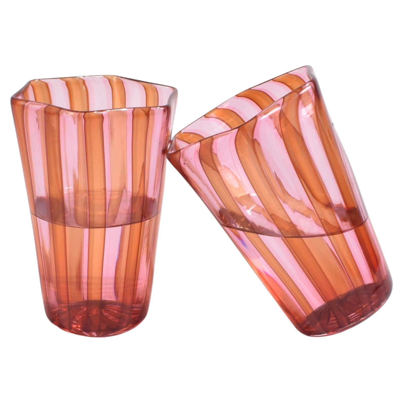 Juego de cristal veneciano a rayas en venta