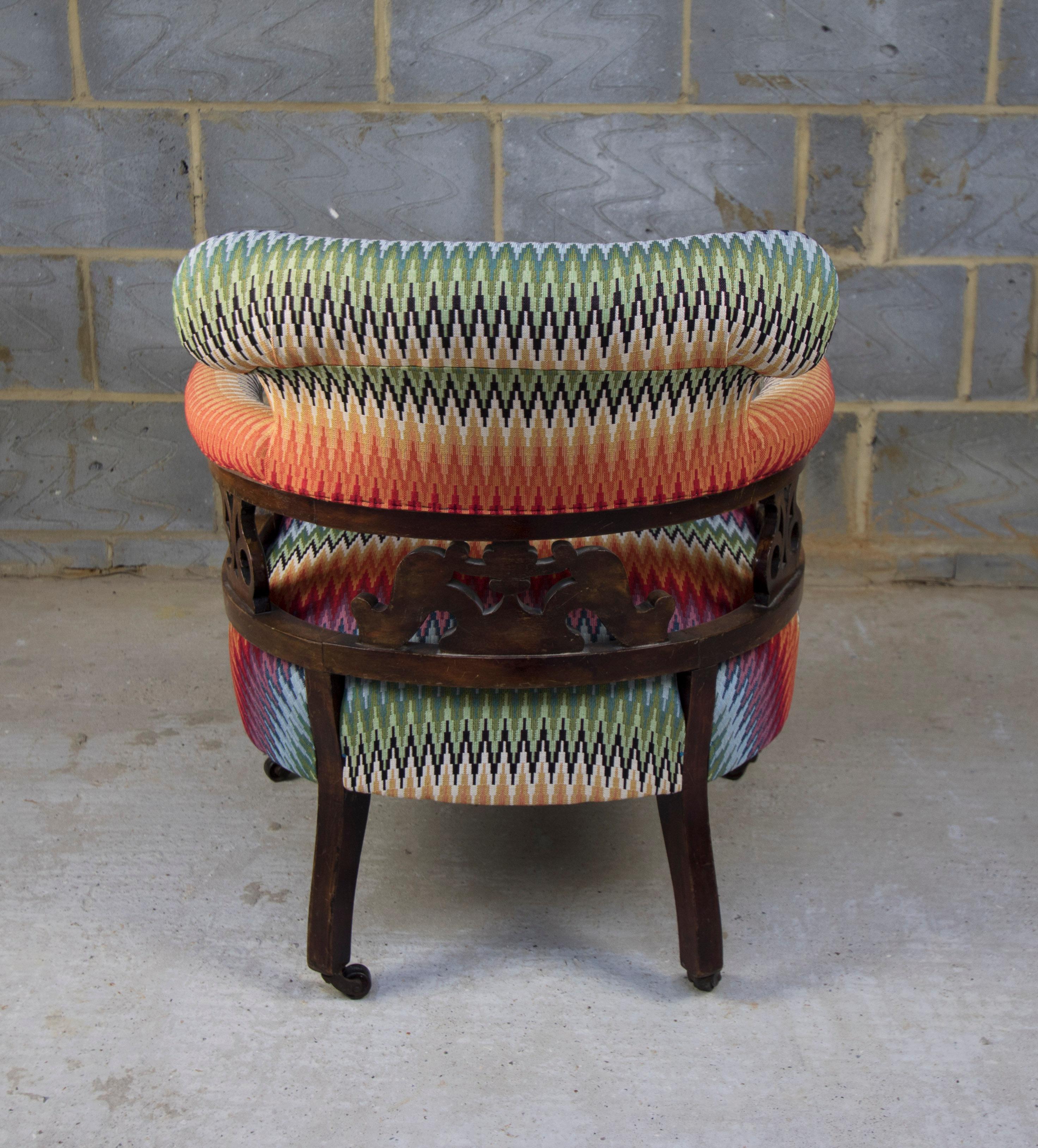 Late Victorian Striped Victorian Captains Chair