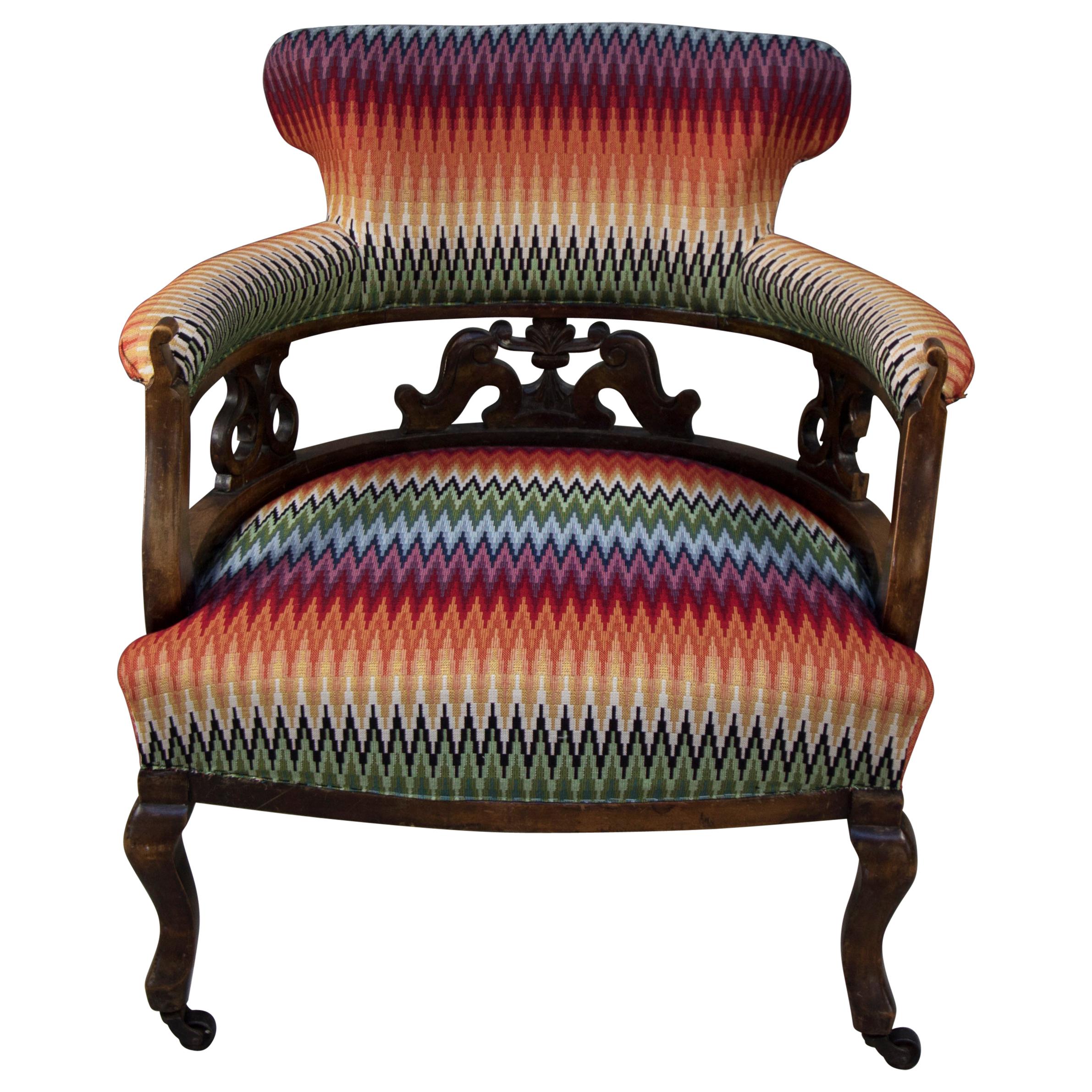 Striped Victorian Captains Chair