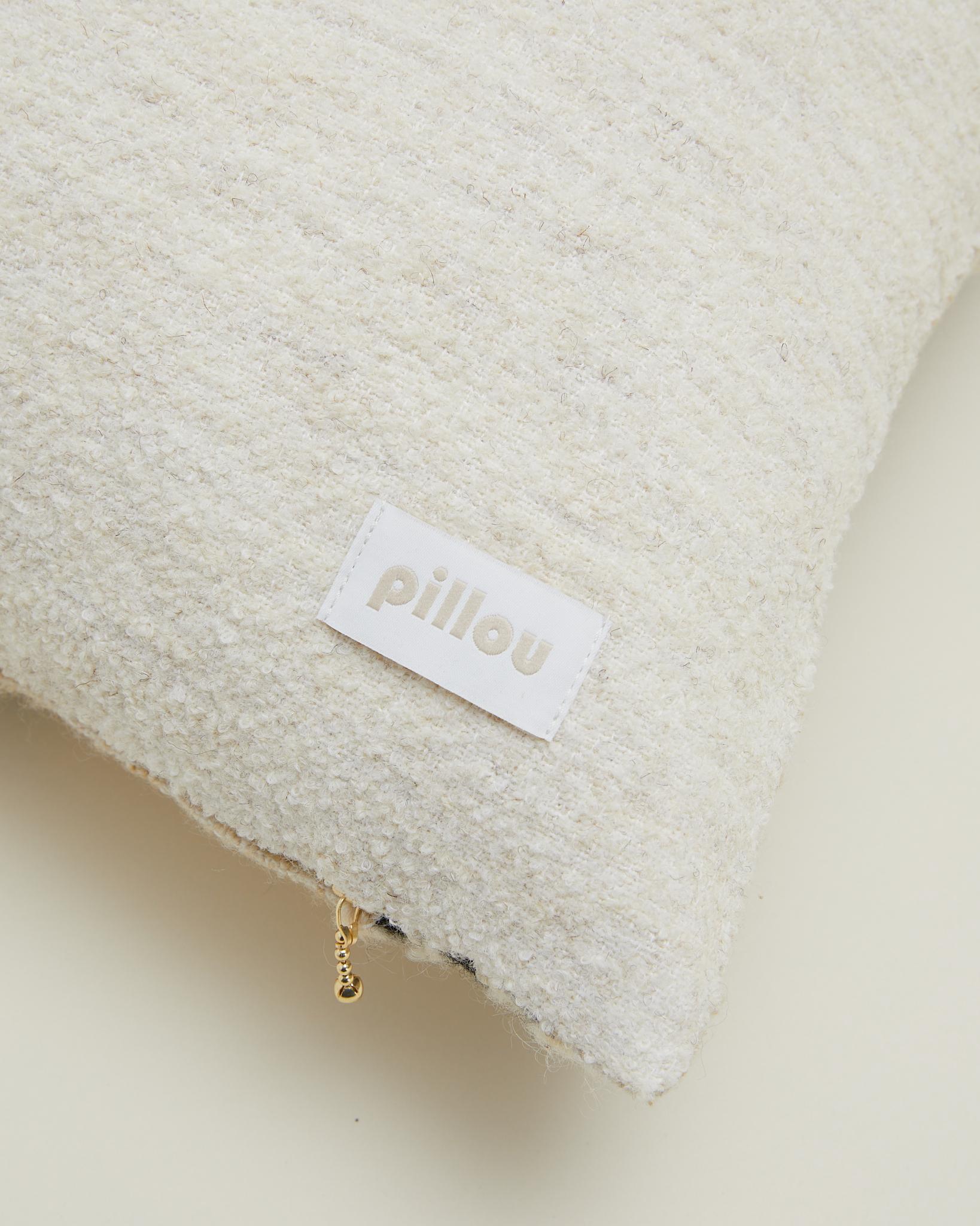 Suédois Coussin scandinave vintage rayé en laine crème 60 x 60 cm en vente