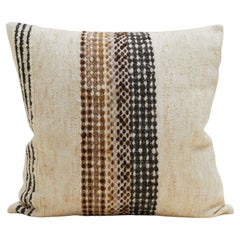 Gestreiftes Vintage-Kissen aus skandinavischem Wollstoff in Creme 60x60 cm