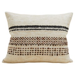 Gestreiftes Vintage-Kissen aus skandinavischem Wollstoff in Creme 60x50 cm