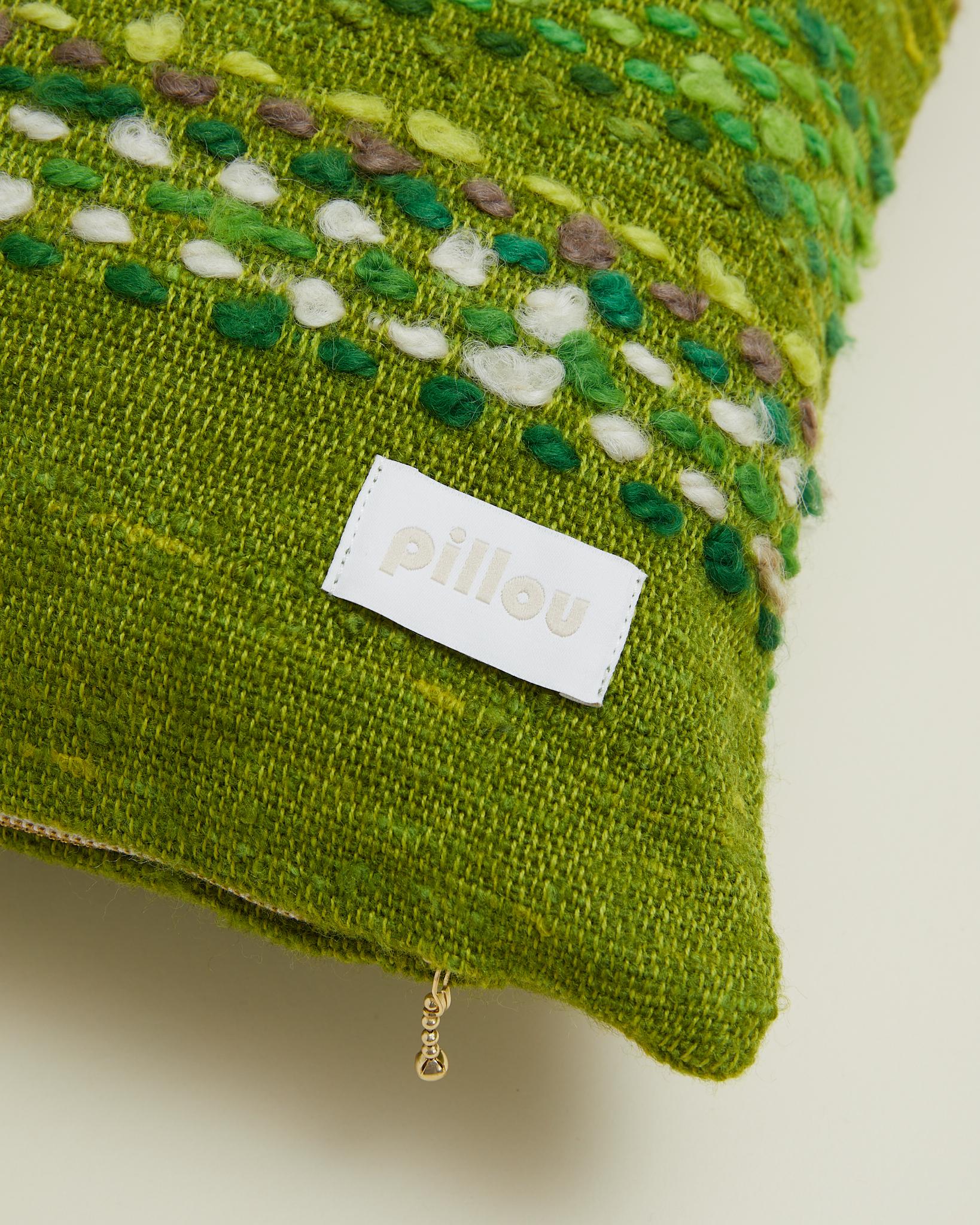 Scandinavo moderno Cuscino a righe in tessuto di lana scandinavo vintage in verde 60x50 cm in vendita
