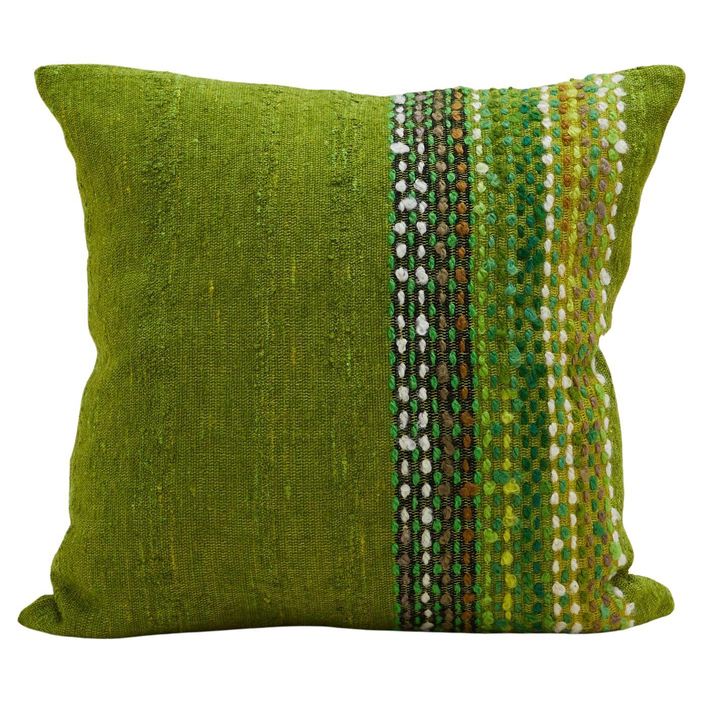 Cuscino in tessuto di lana scandinavo vintage a righe in verde 60x60 cm opzione 3