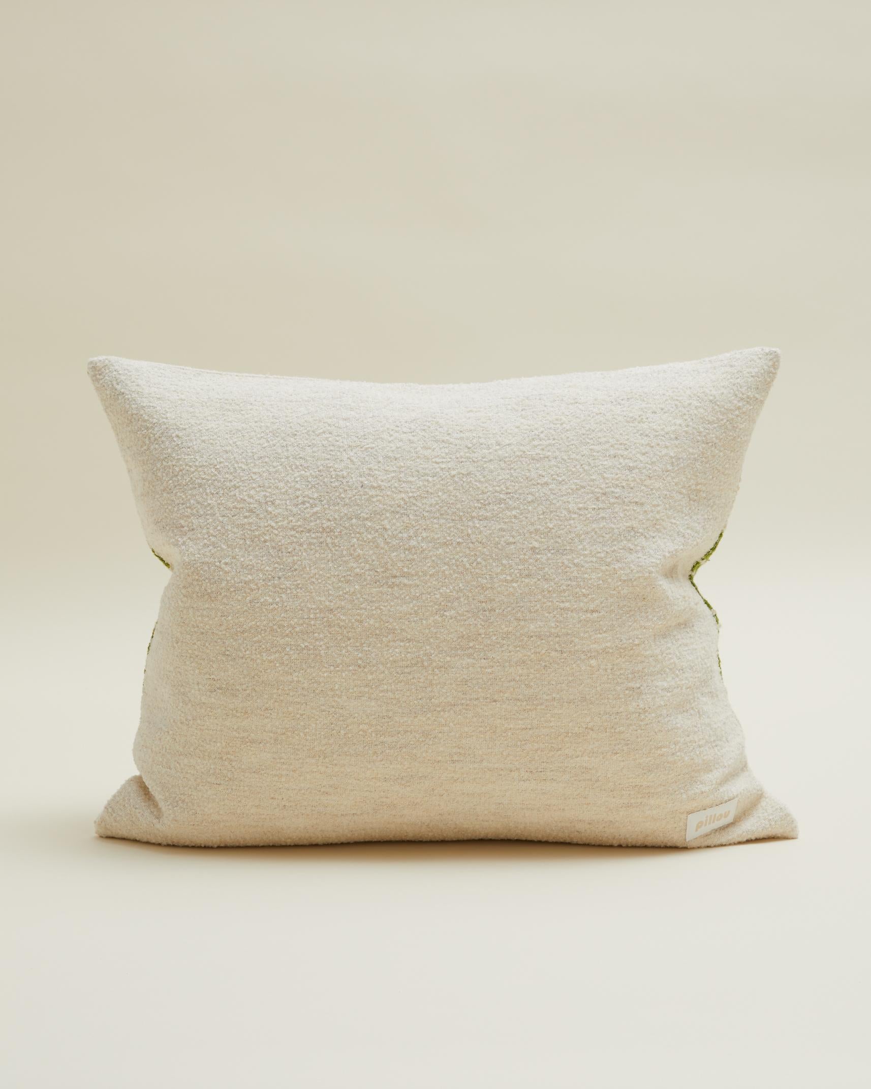 Suédois Coussin scandinave vintage rayé crème, vert et beige 60x50 cm en vente