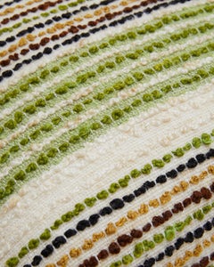 Striped Vintage Scandinavian Wool Pillow in Cream, Green and Beige 60x60cm, no.1