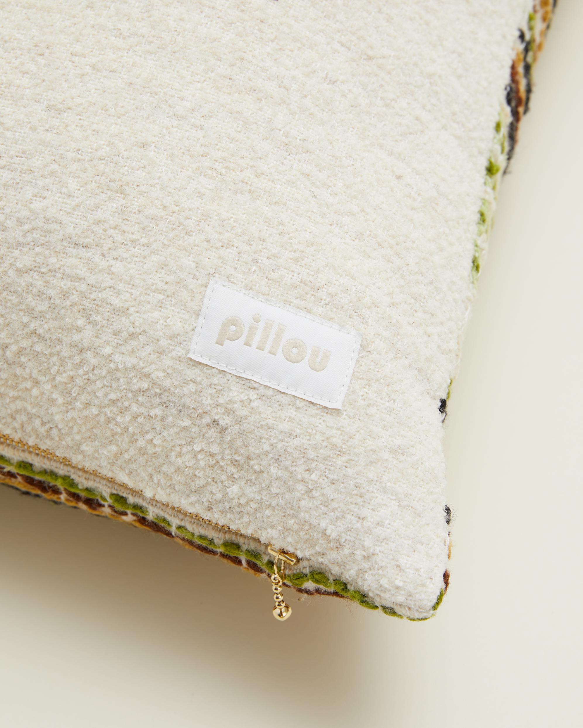 Svedese Cuscino a righe in lana scandinava vintage in crema, verde e beige 60x60cm, n.1 in vendita