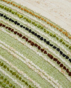 Striped Vintage Scandinavian Wool Pillow in Cream, Green and Beige 60x60cm, no.2