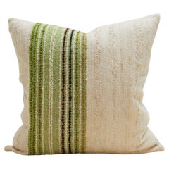 Cuscino a righe in lana scandinava vintage in crema, verde e beige 60x60cm, n.2
