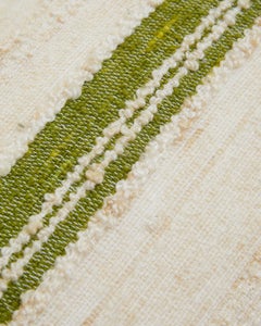 Striped Vintage Scandinavian Wool Pillow in Cream, Green and Beige 70x40cm
