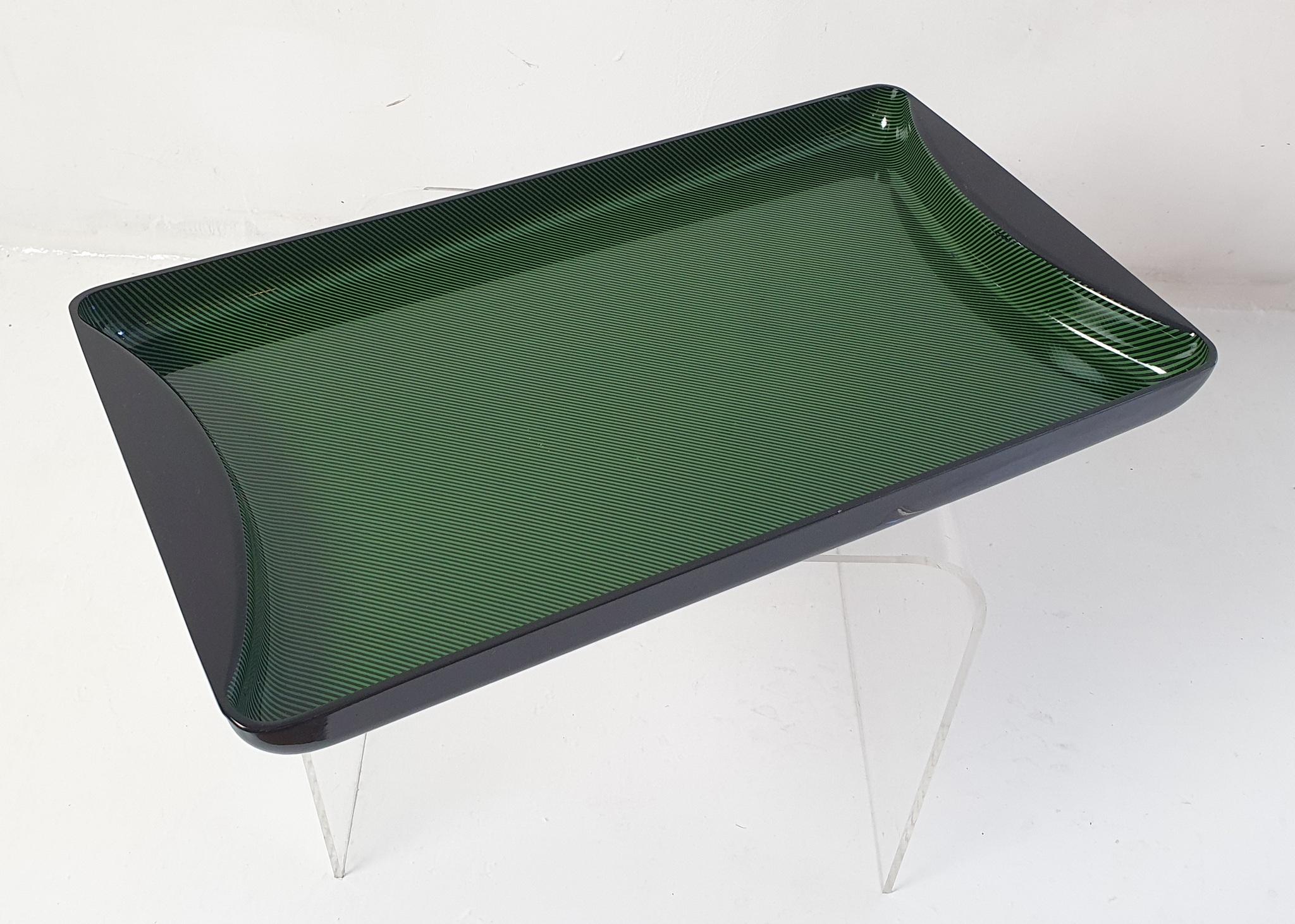 Striped Vintage Tray in Lucite by Guzzini 1970's Italy For Sale 1
