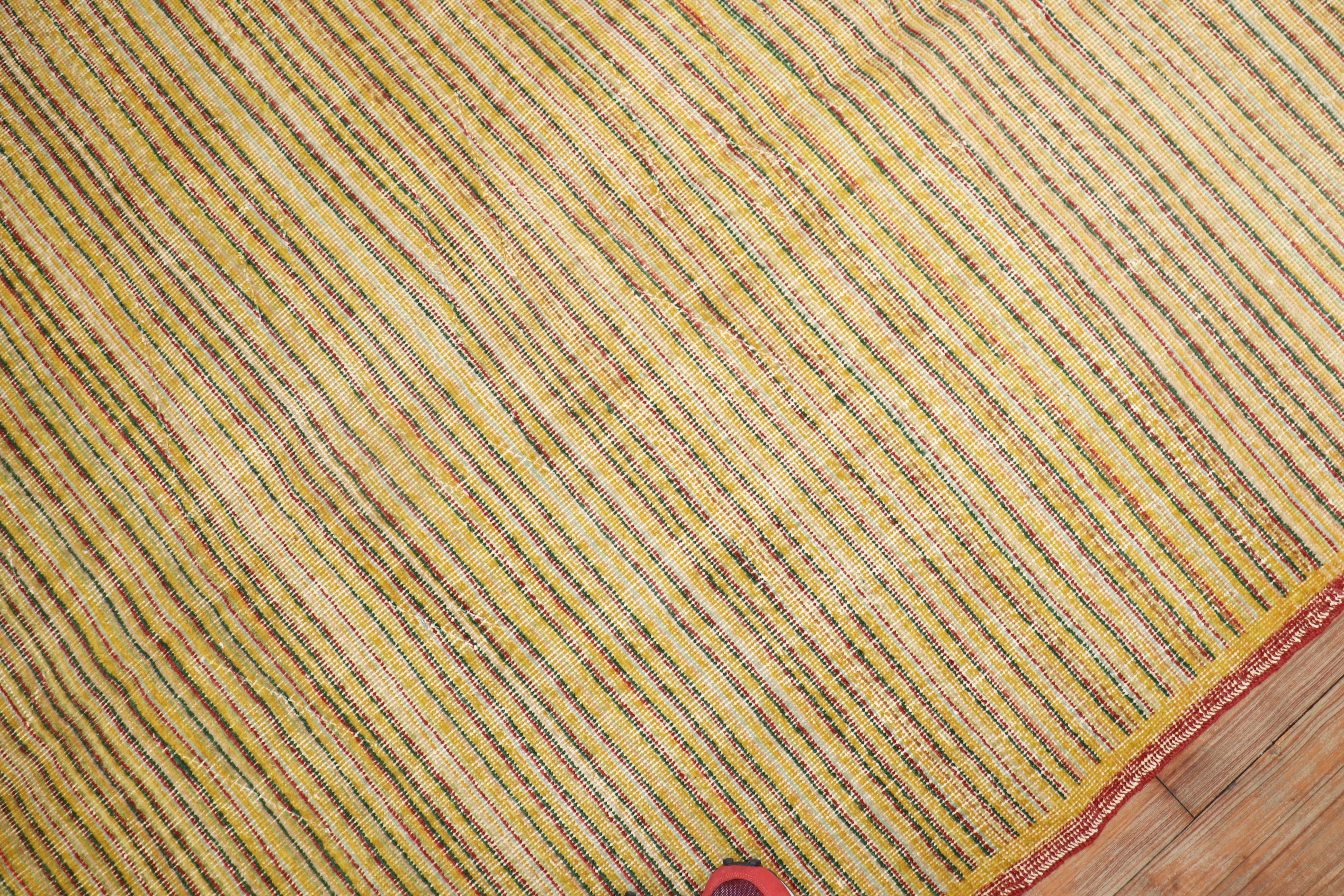 Gestreifter trkischer Vintage-Dekoteppich (Handgeknüpft) im Angebot