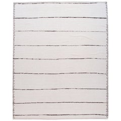 Alfombra de lana blanca a rayas de estilo marroquí moderno